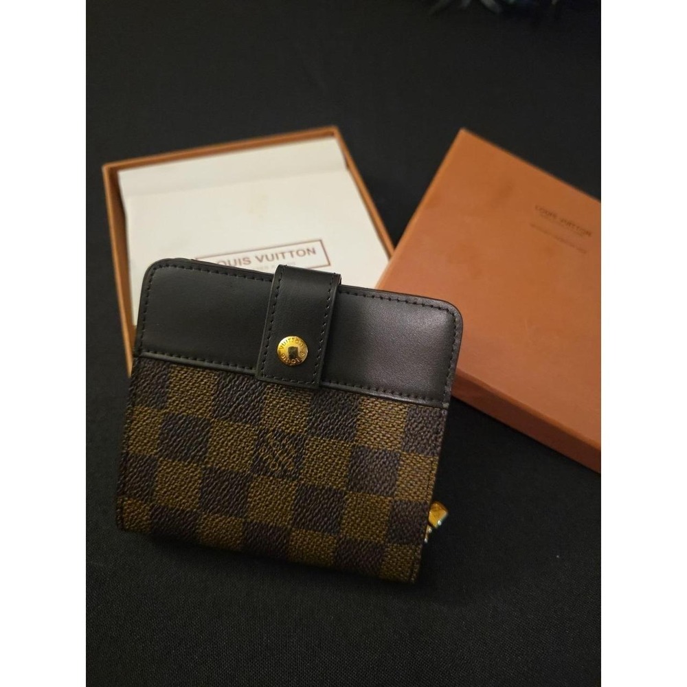 Louis Vuitton Damier Ebene Compact Zip Bifold Wallet N61668 Brown LV